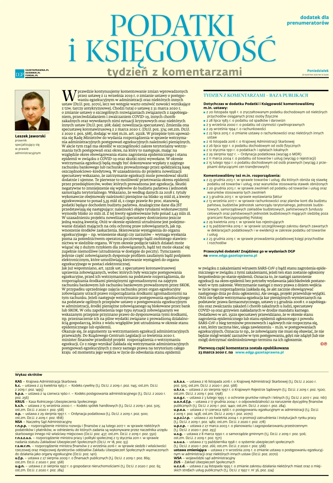 PODATKI I KSIĘGOWOŚĆ - TYDZIEŃ Z KOMENTARZAMI