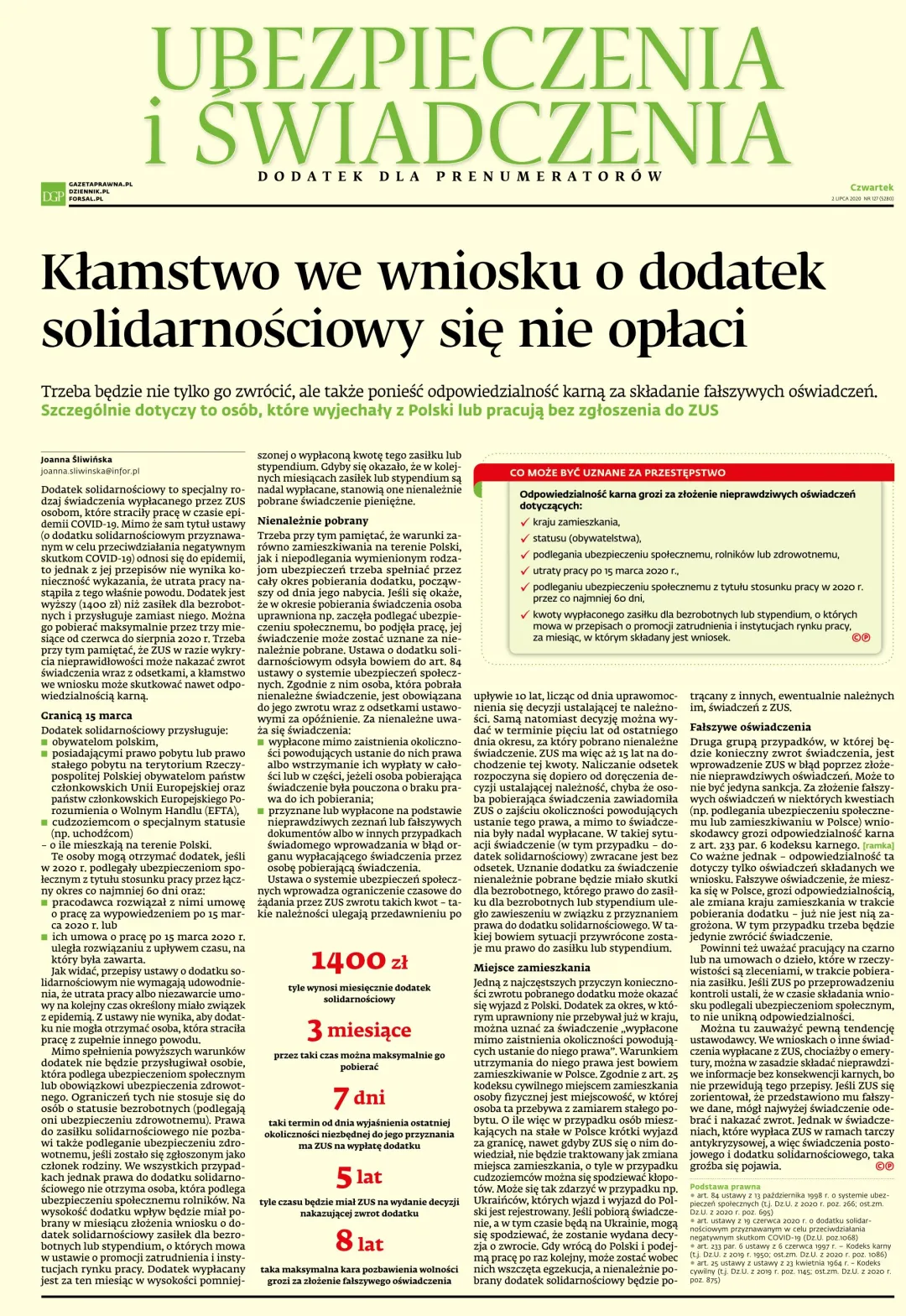 UBEZPIECZENIA I ŚWIADCZENIA