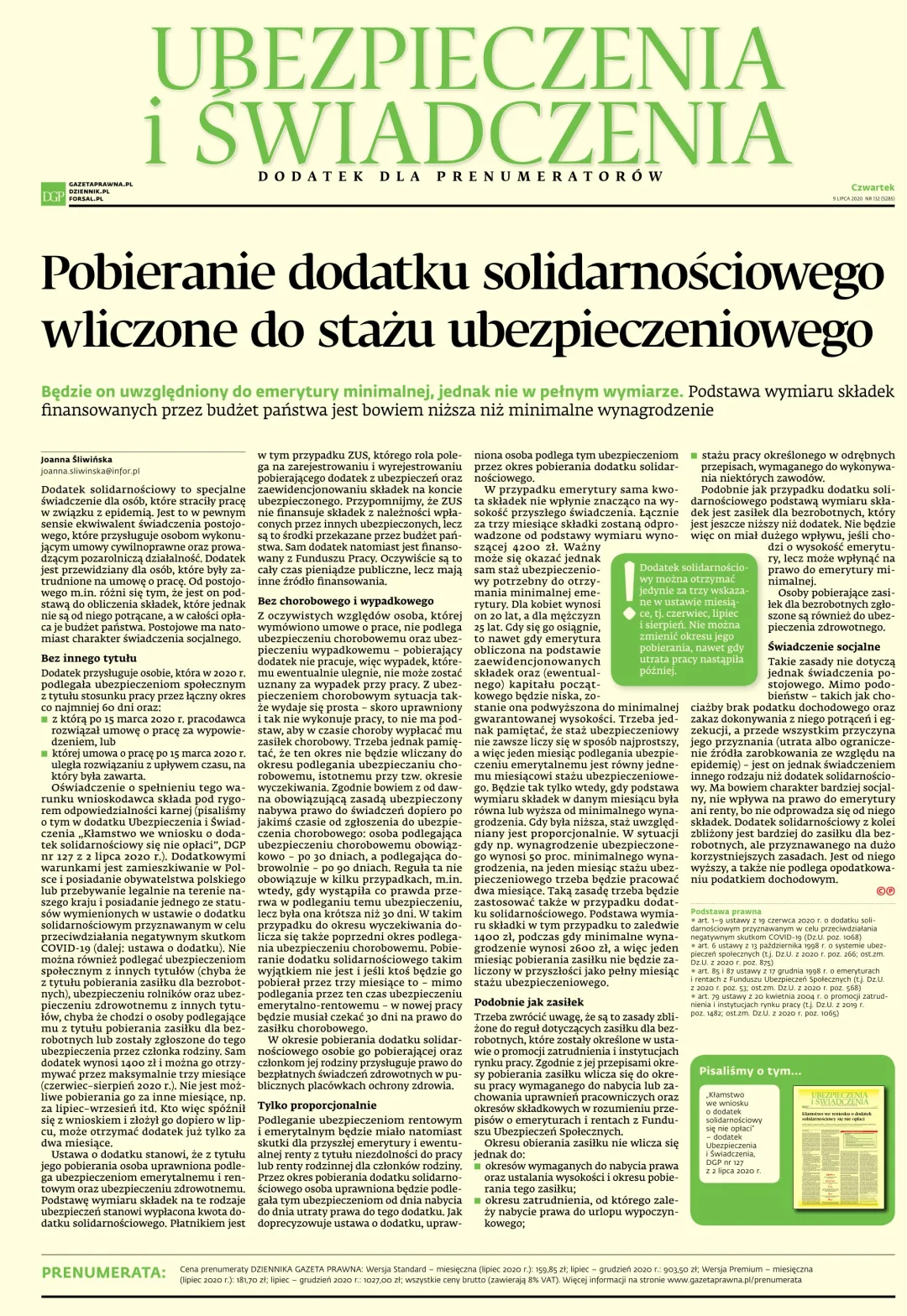UBEZPIECZENIA I ŚWIADCZENIA