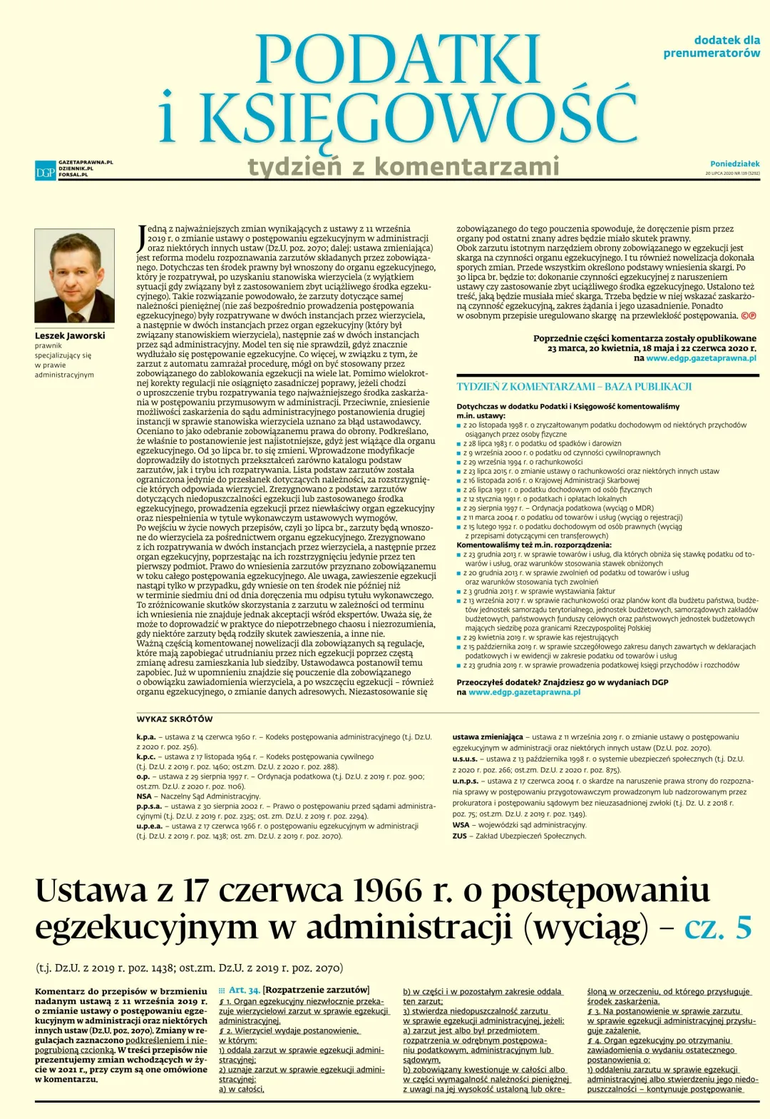 PODATKI I KSIĘGOWOŚĆ - TYDZIEŃ Z KOMENTARZAMI