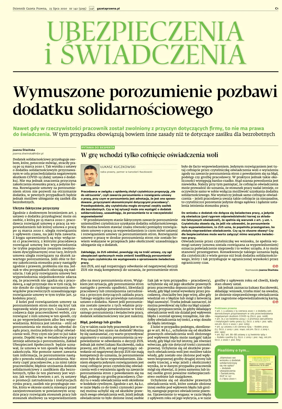 UBEZPIECZENIA I ŚWIADCZENIA