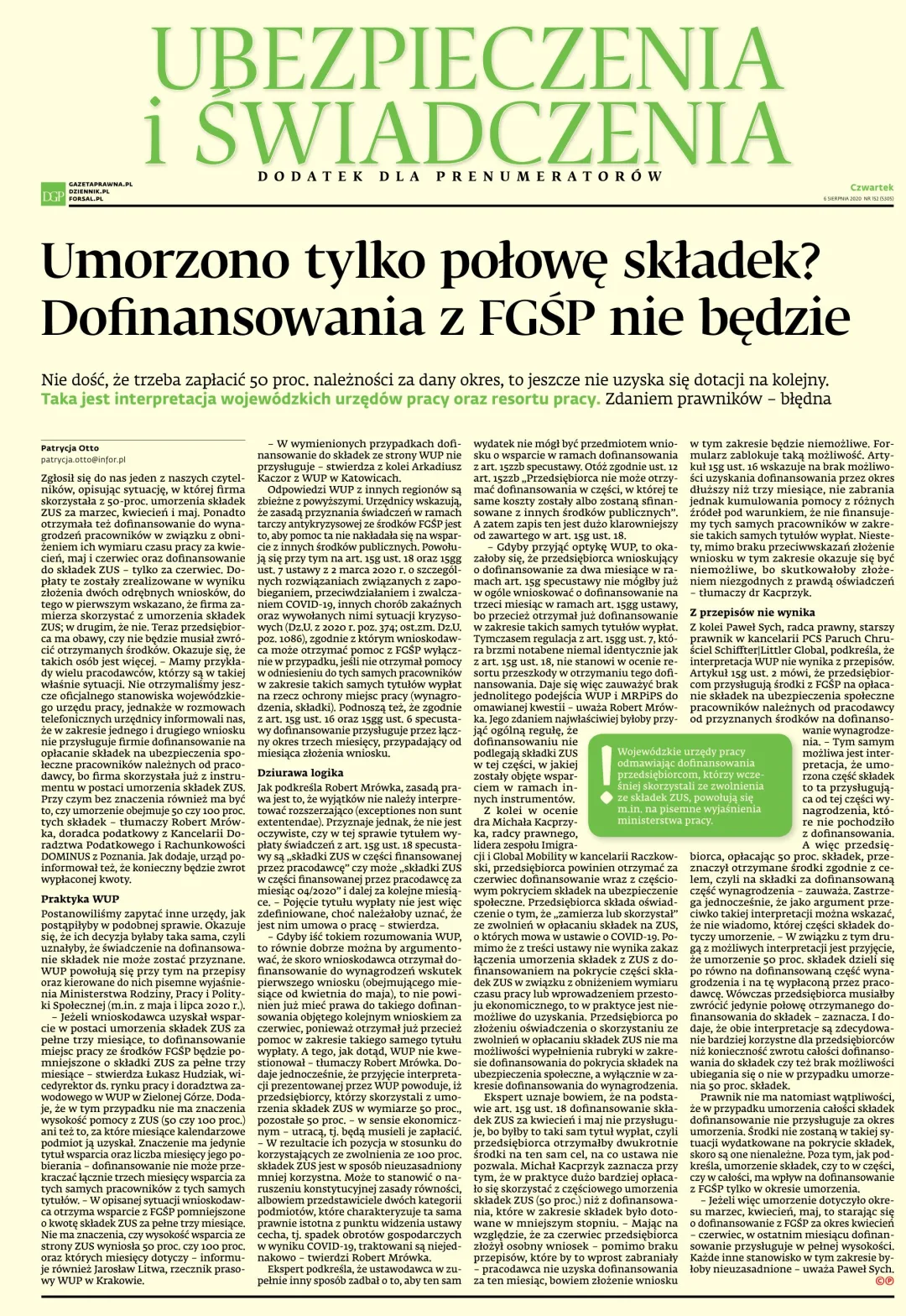 UBEZPIECZENIA I ŚWIADCZENIA