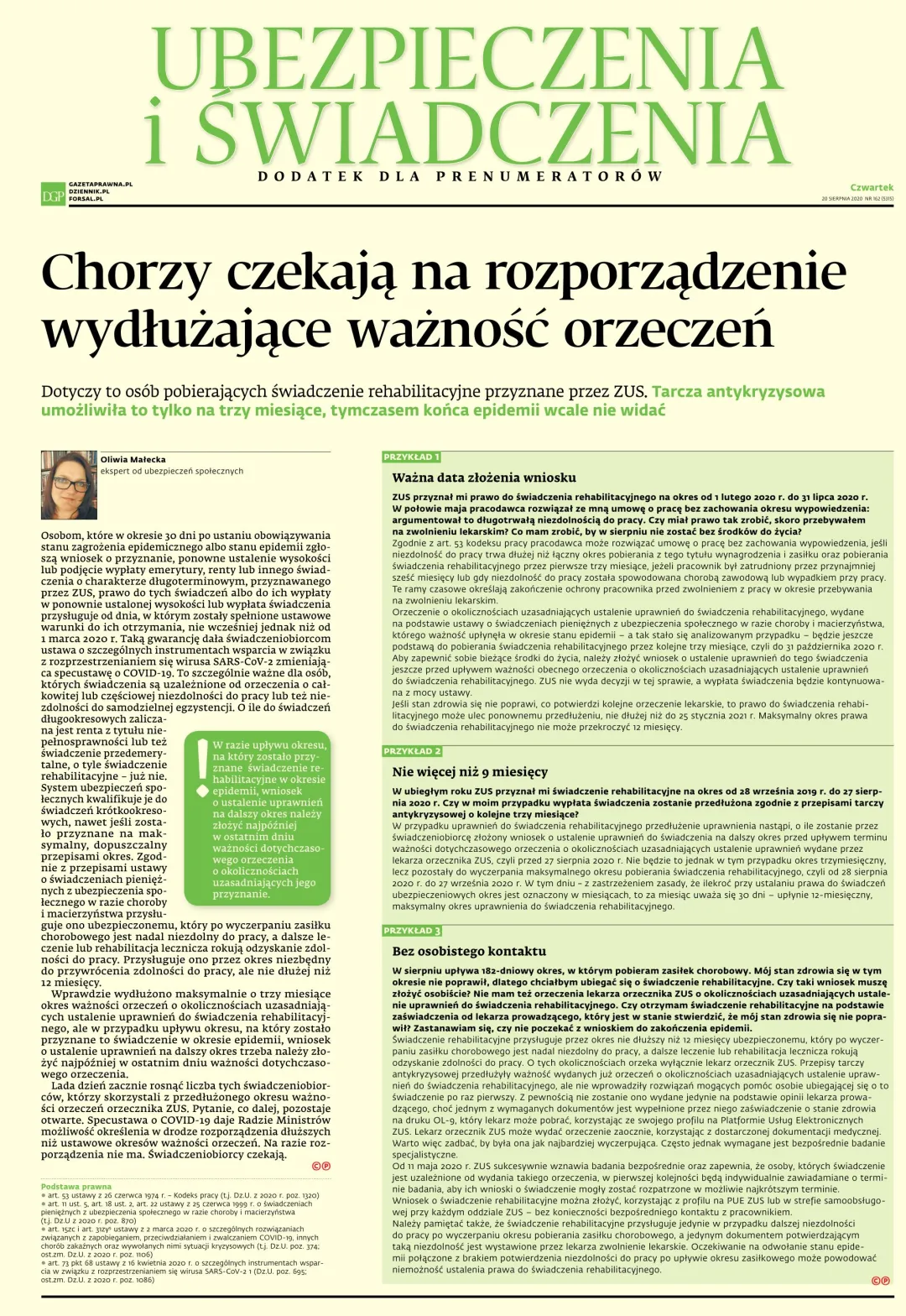 UBEZPIECZENIA I ŚWIADCZENIA