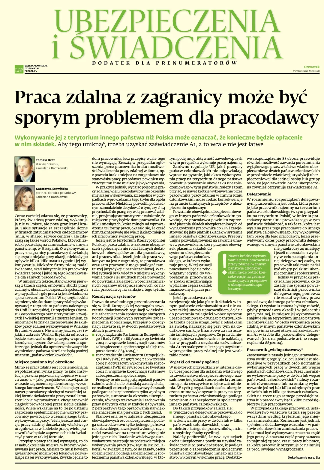 UBEZPIECZENIA I ŚWIADCZENIA