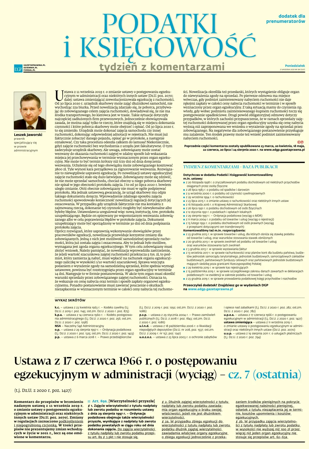 PODATKI I KSIĘGOWOŚĆ - TYDZIEŃ Z KOMENTARZAMI