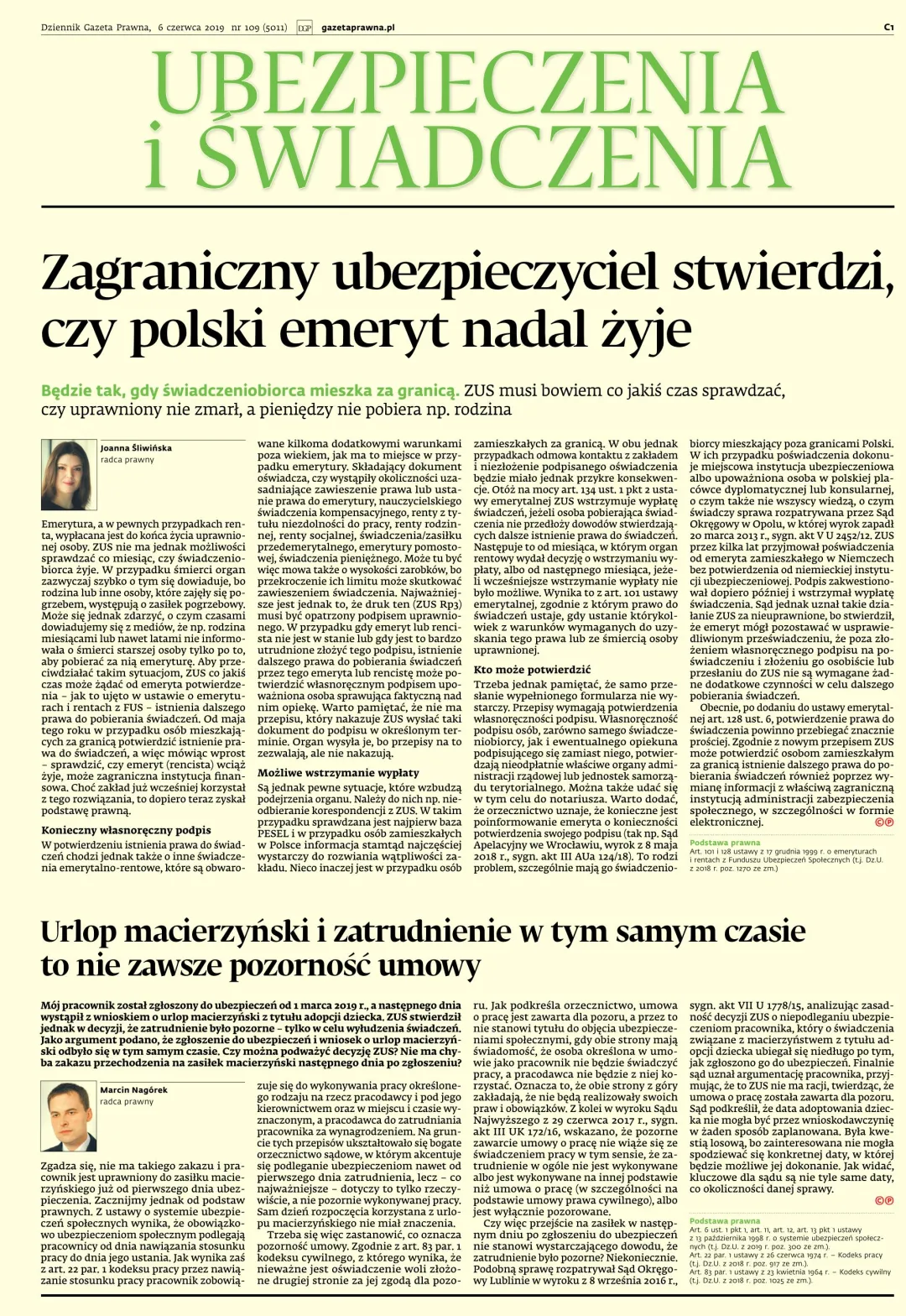 UBEZPIECZENIA I ŚWIADCZENIA