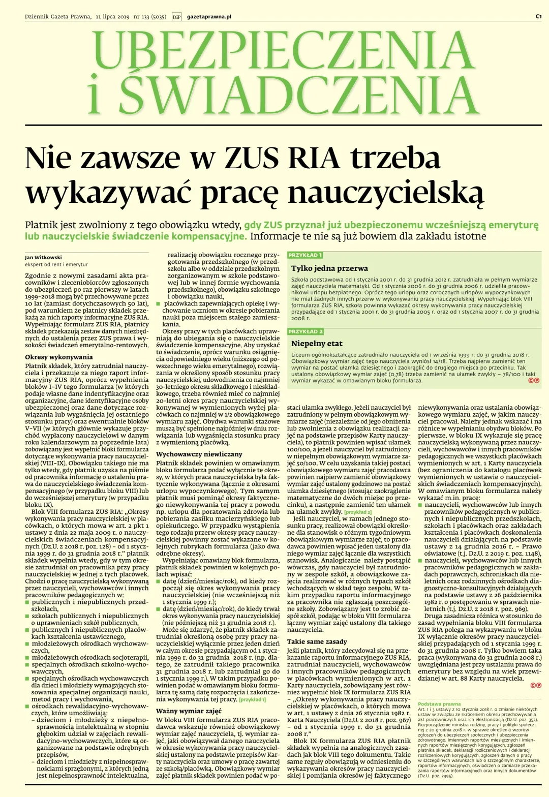 UBEZPIECZENIA I ŚWIADCZENIA
