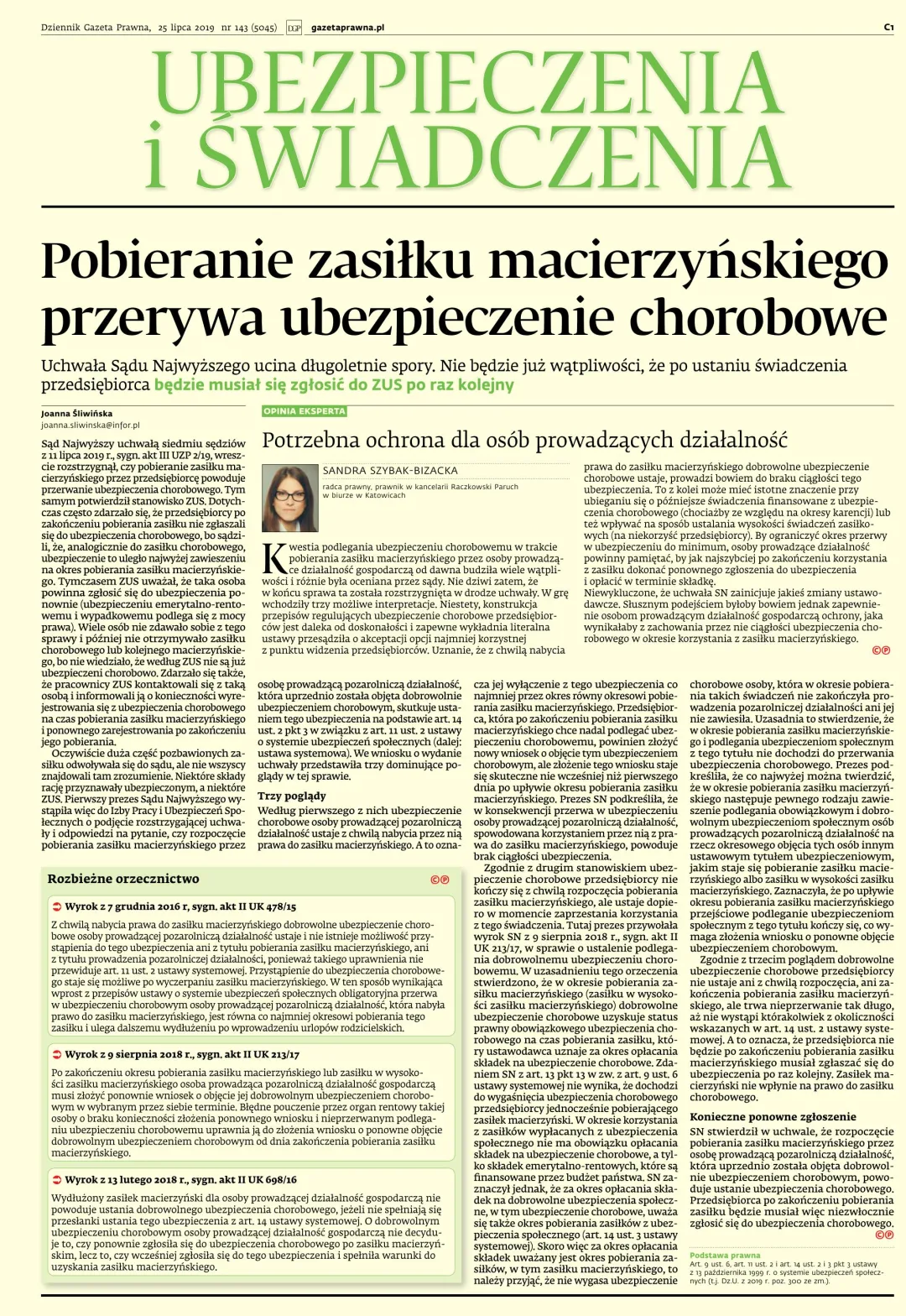 UBEZPIECZENIA I ŚWIADCZENIA