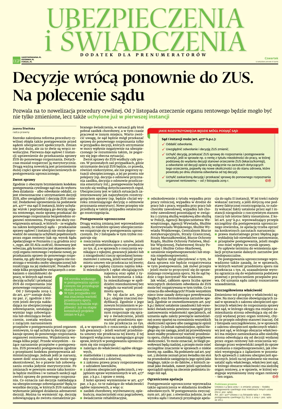 UBEZPIECZENIA I ŚWIADCZENIA