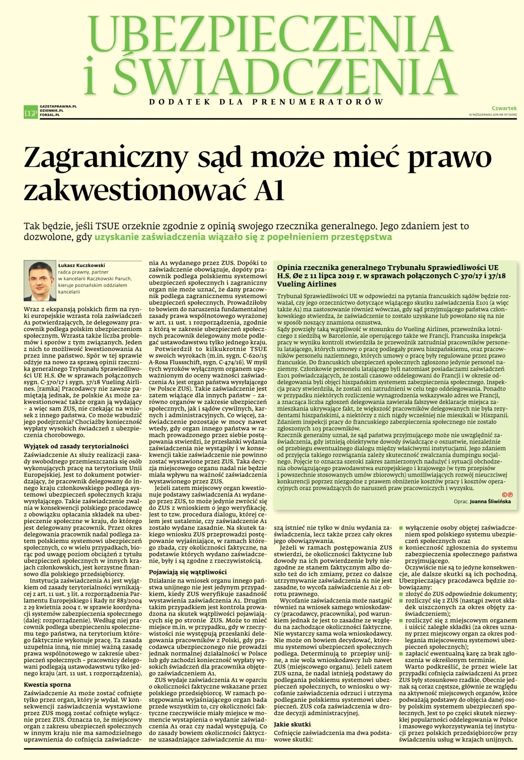 UBEZPIECZENIA I ŚWIADCZENIA