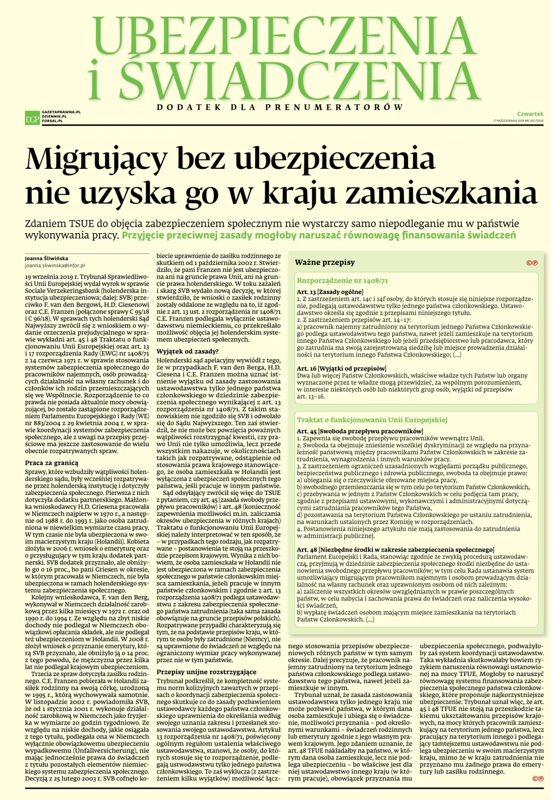 UBEZPIECZENIA I ŚWIADCZENIA