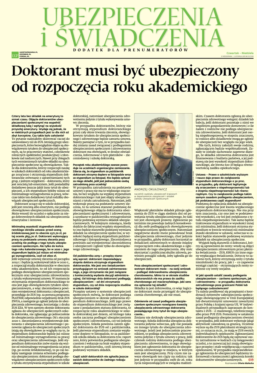 UBEZPIECZENIA I ŚWIADCZENIA