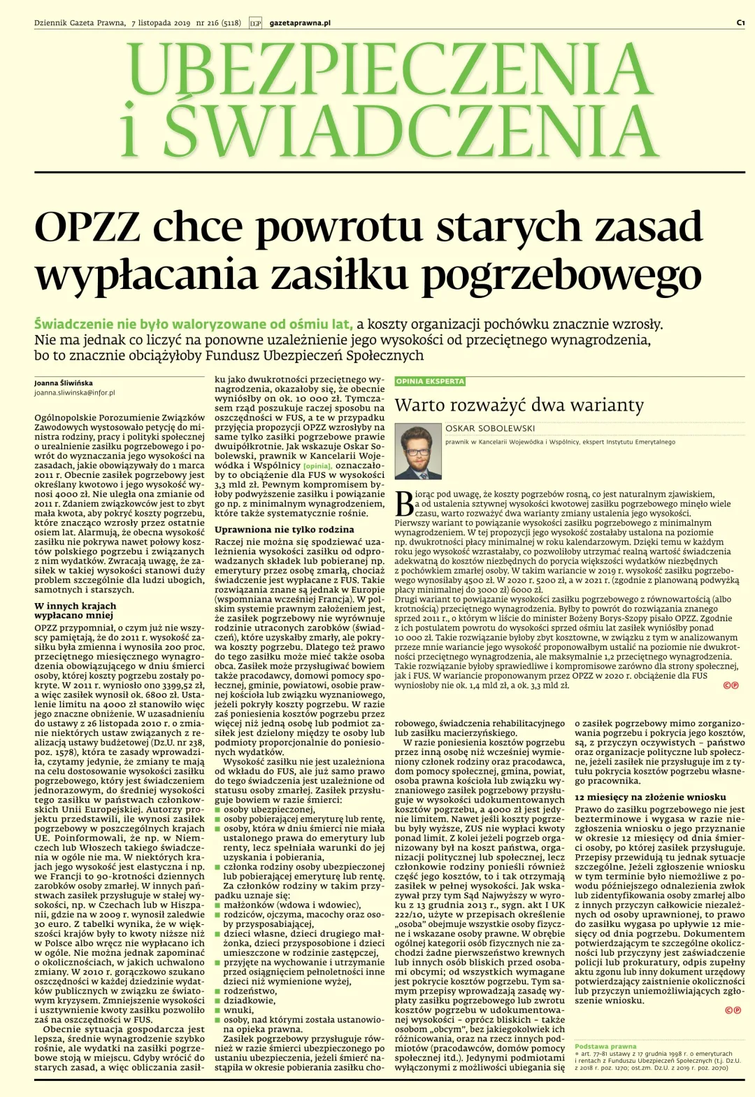 UBEZPIECZENIA I ŚWIADCZENIA