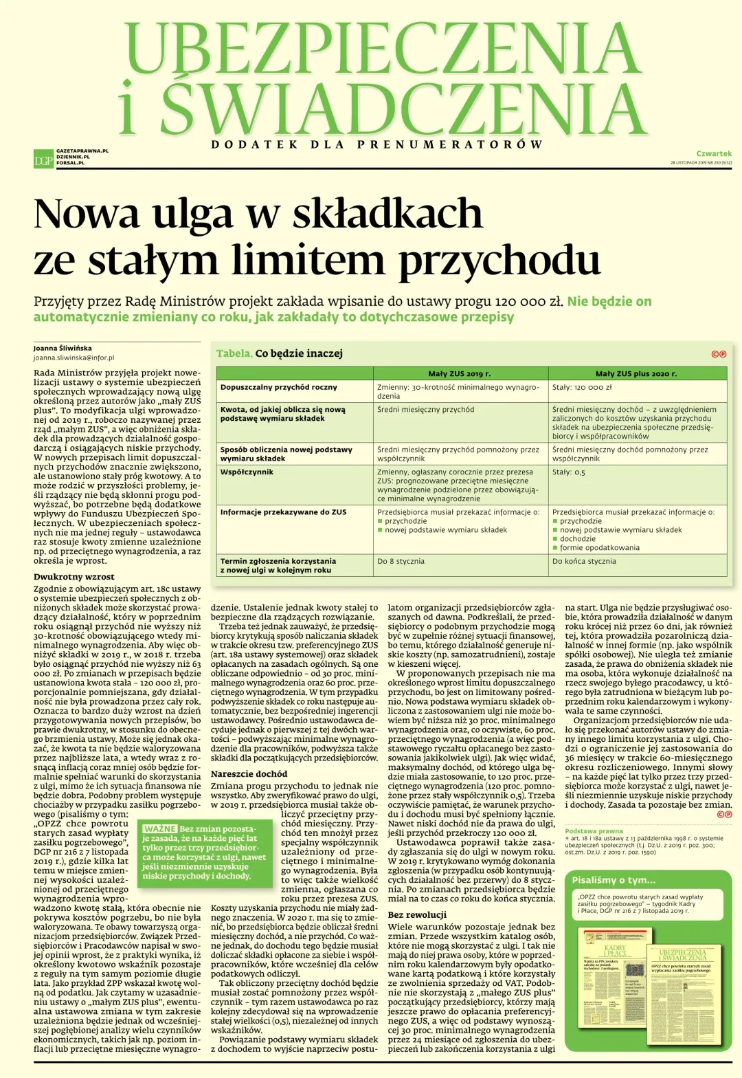 UBEZPIECZENIA I ŚWIADCZENIA