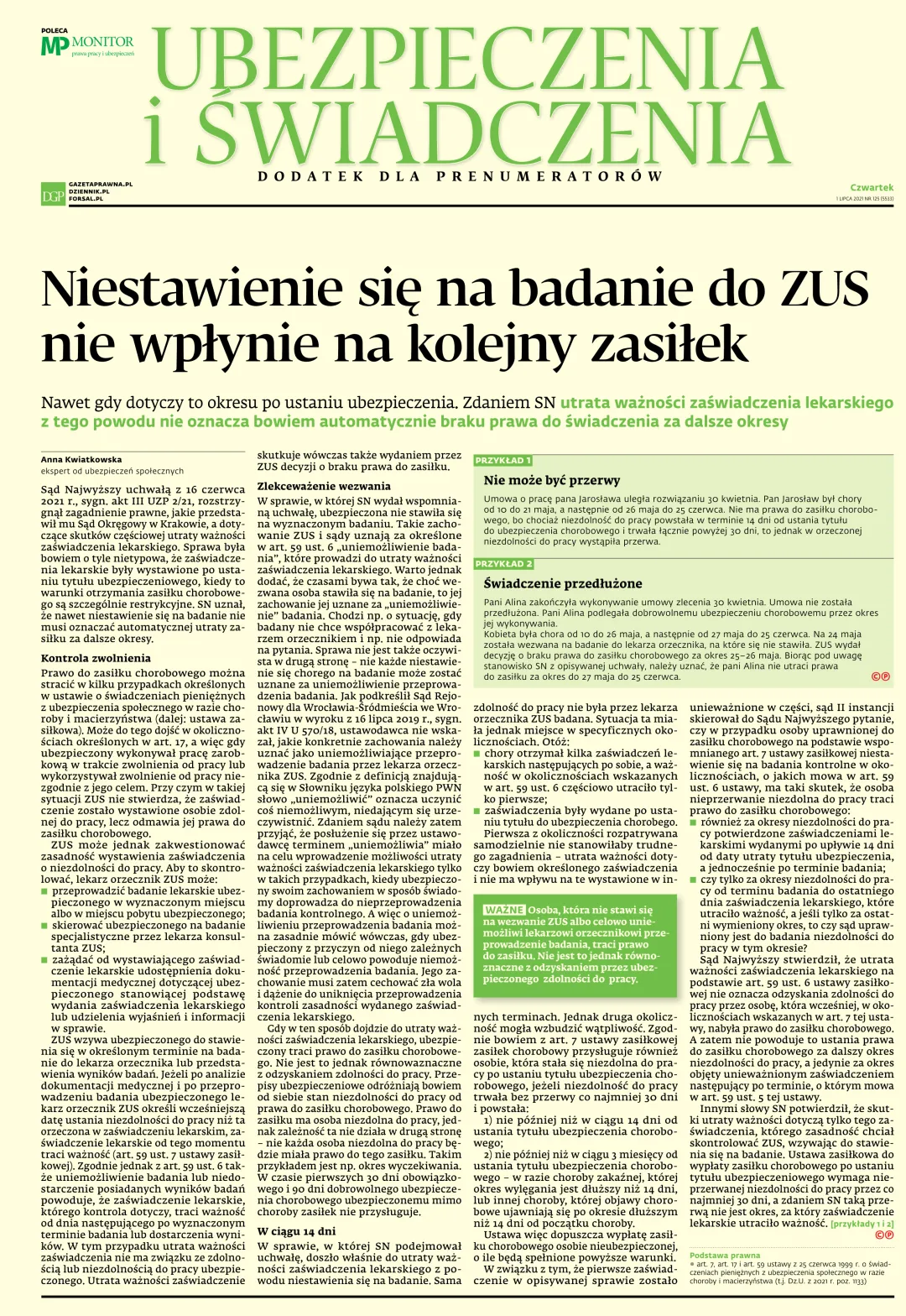 UBEZPIECZENIA I ŚWIADCZENIA