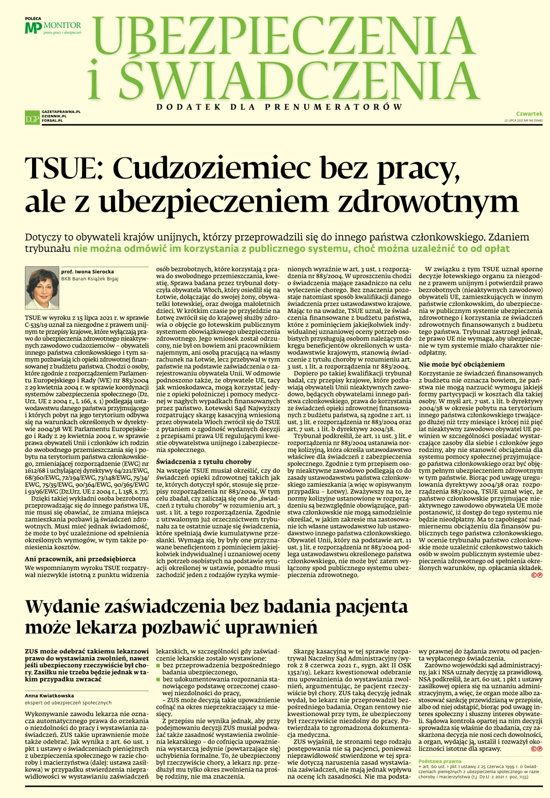 UBEZPIECZENIA I ŚWIADCZENIA