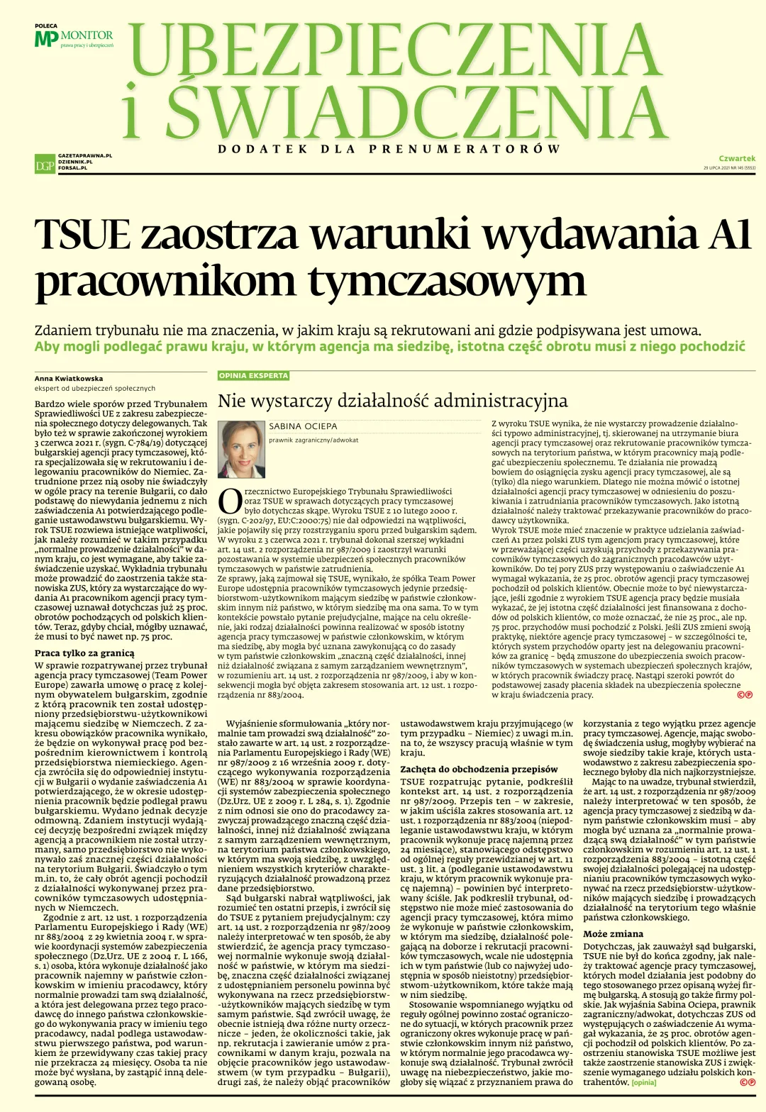 UBEZPIECZENIA I ŚWIADCZENIA