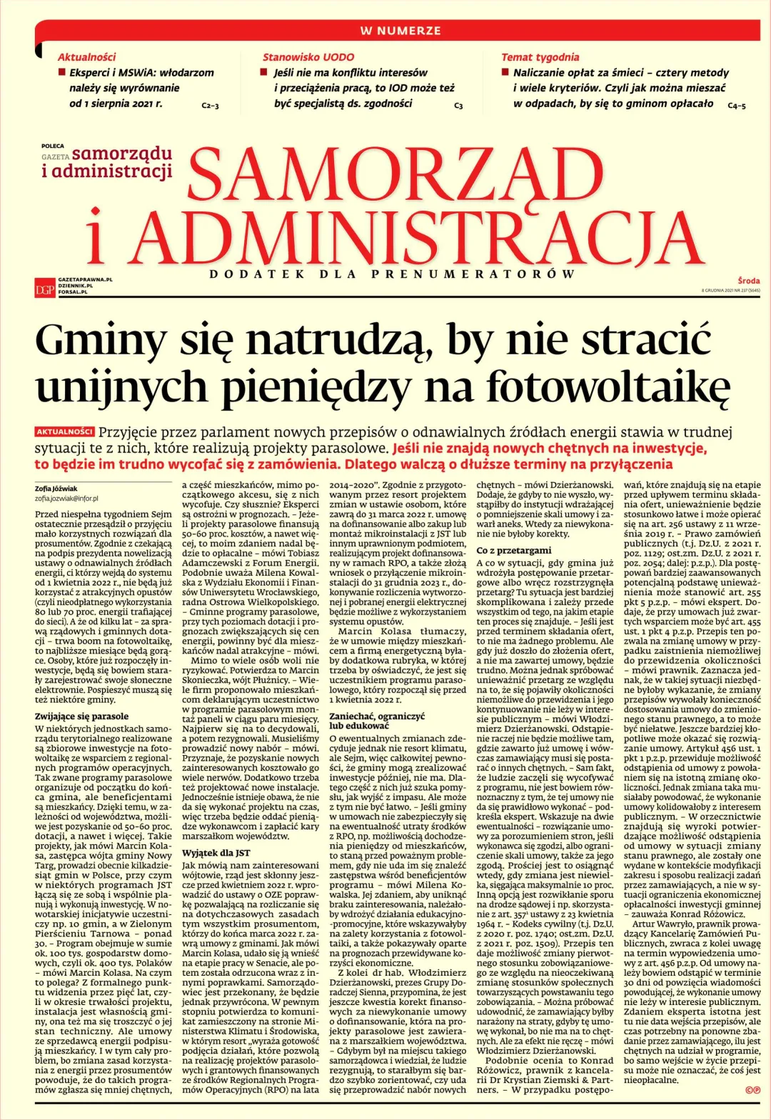 SAMORZĄD I ADMINISTRACJA