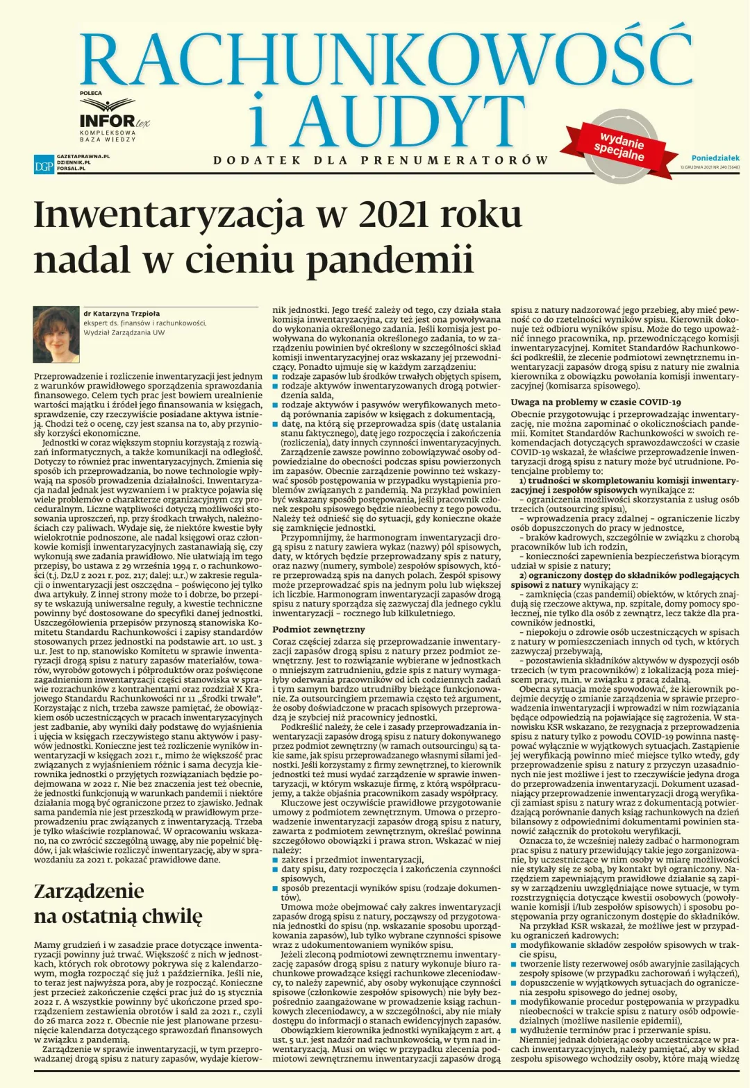 RACHUNKOWOŚĆ I AUDYT - WYDANIE SPECJALNE