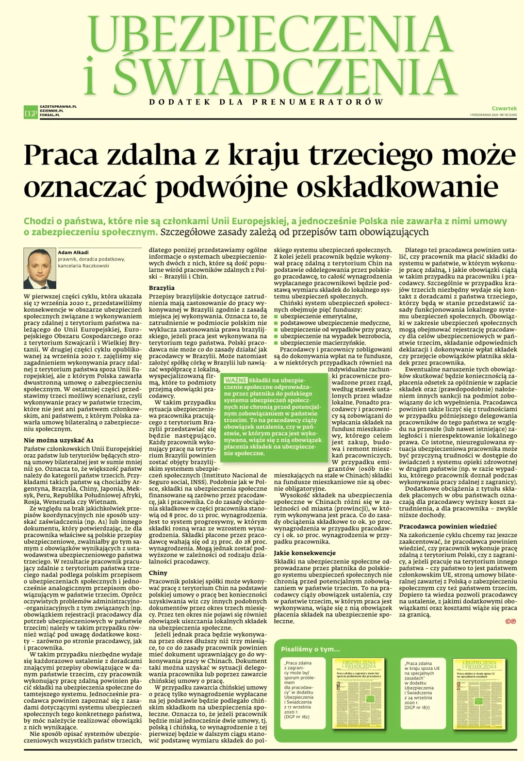 UBEZPIECZENIA I ŚWIADCZENIA