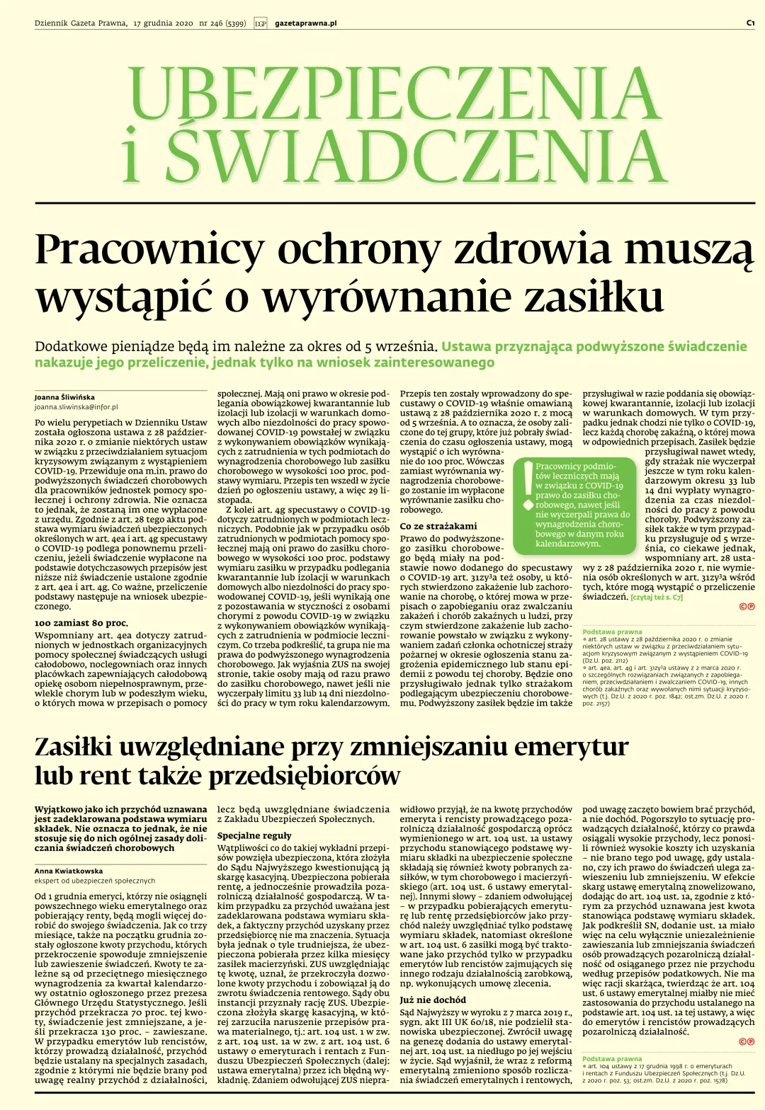 UBEZPIECZENIA I ŚWIADCZENIA