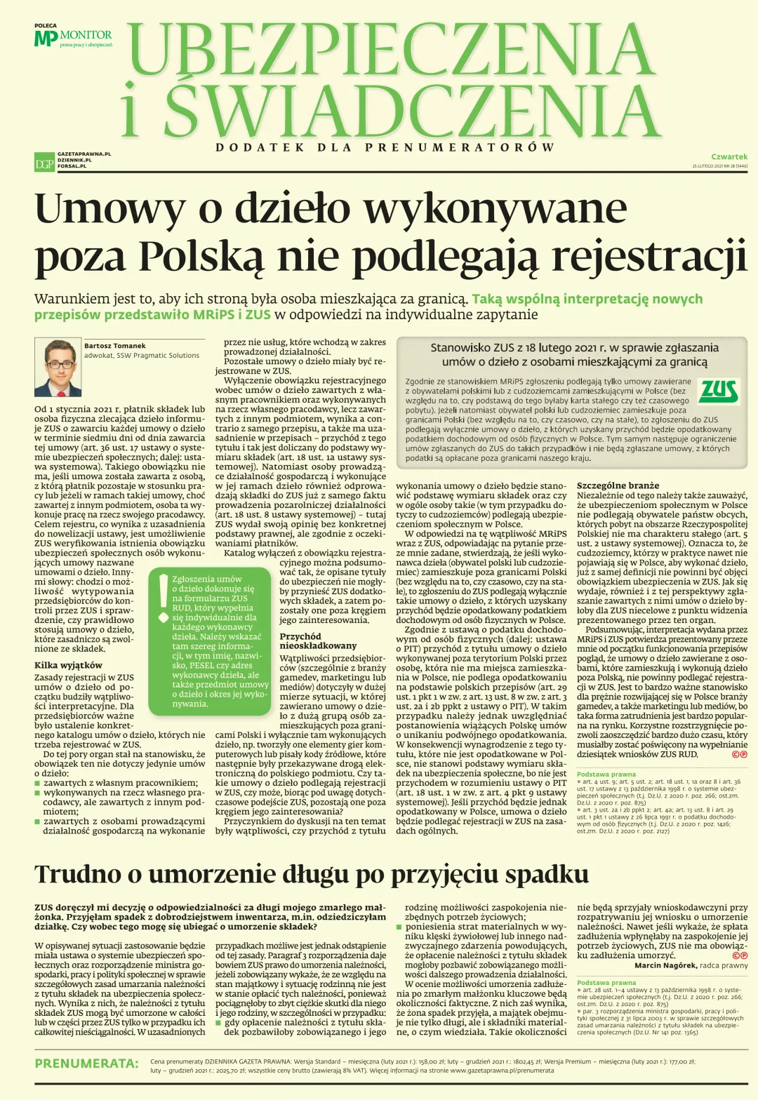 UBEZPIECZENIA I ŚWIADCZENIA