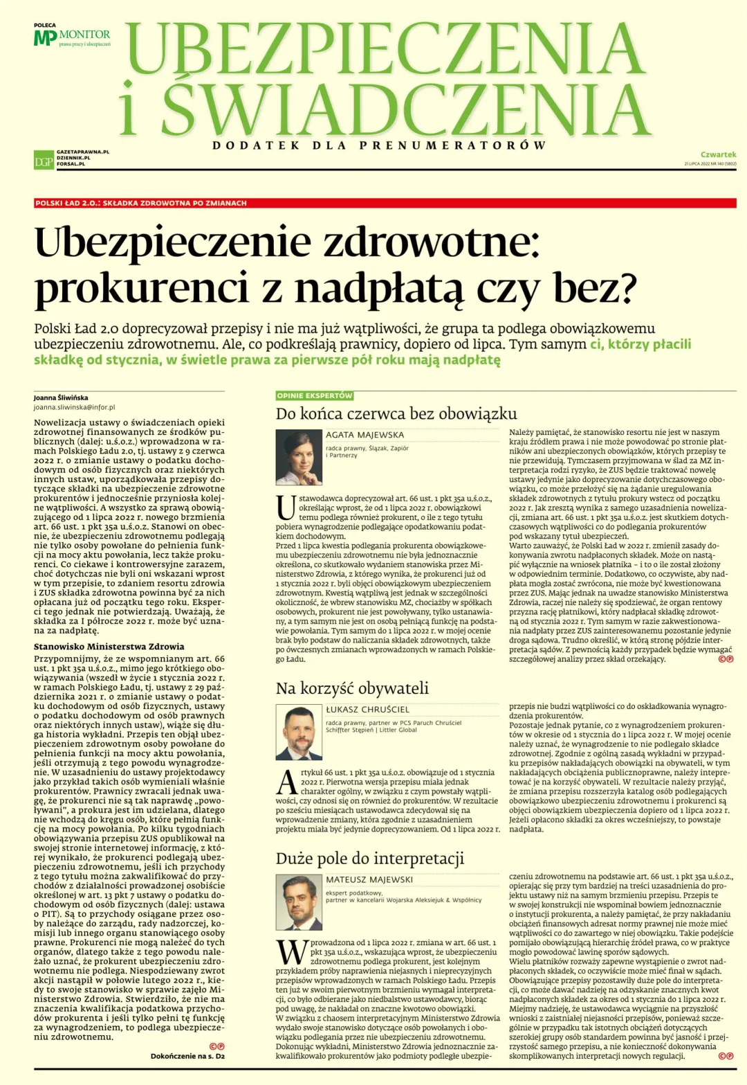 UBEZPIECZENIA I ŚWIADCZENIA