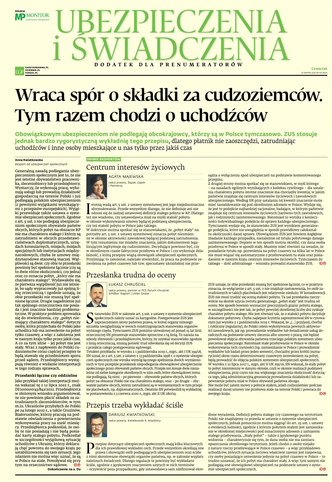 UBEZPIECZENIA I ŚWIADCZENIA