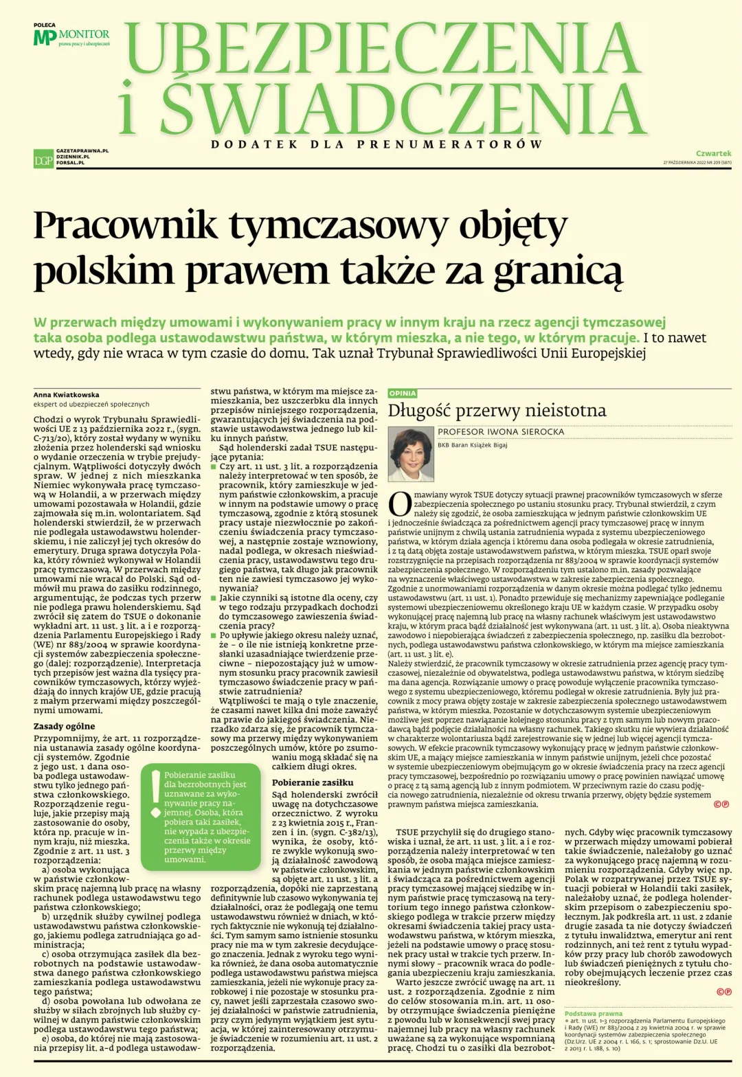 UBEZPIECZENIA I ŚWIADCZENIA