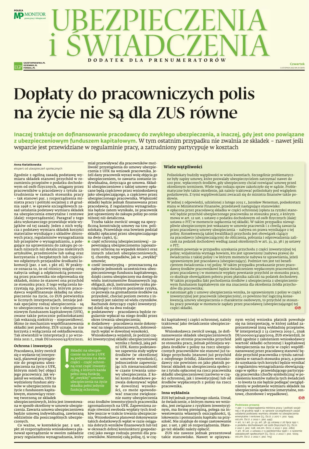 UBEZPIECZENIA I ŚWIADCZENIA