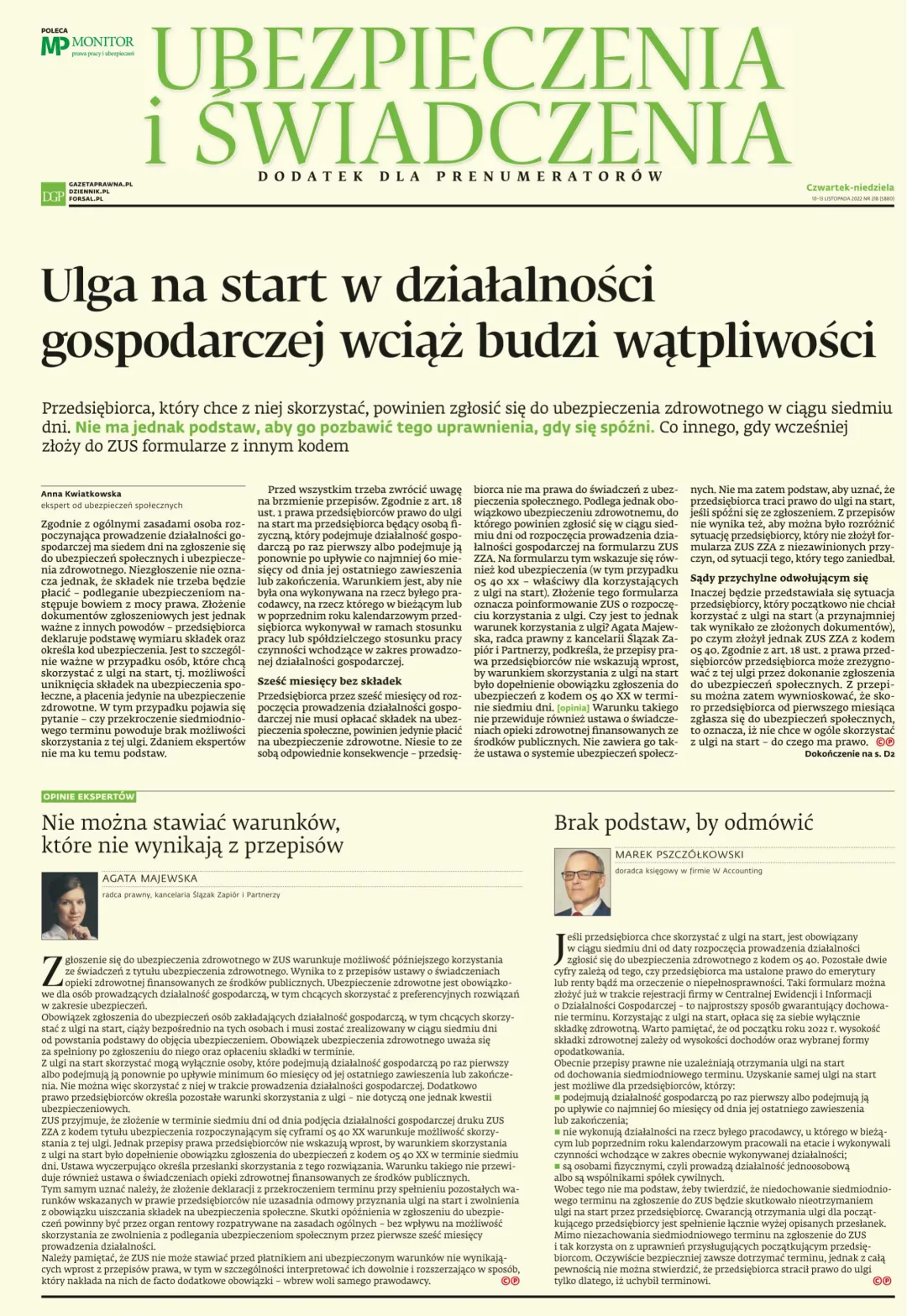 UBEZPIECZENIA I ŚWIADCZENIA