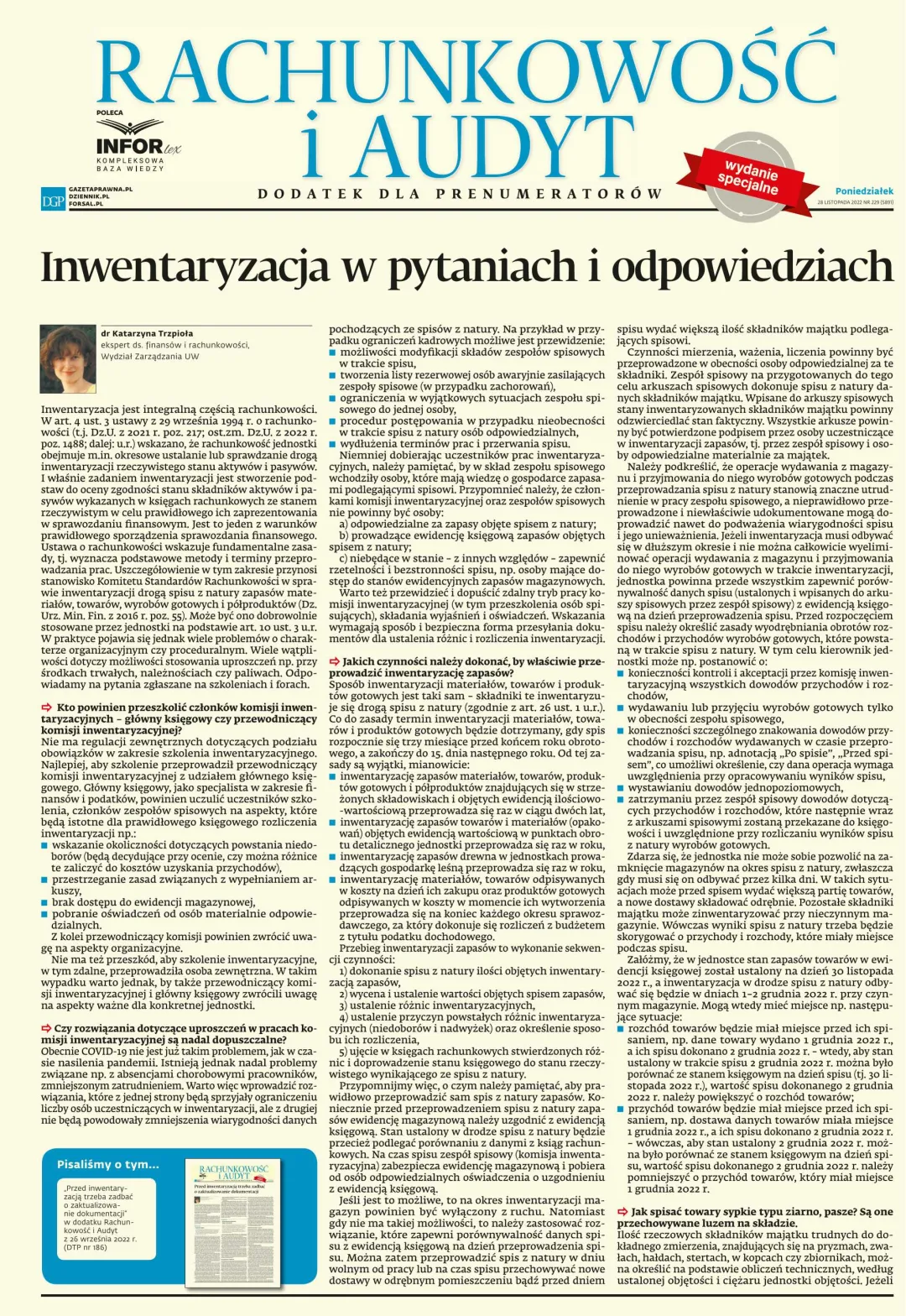 RACHUNKOWOŚĆ I AUDYT - WYDANIE SPECJALNE