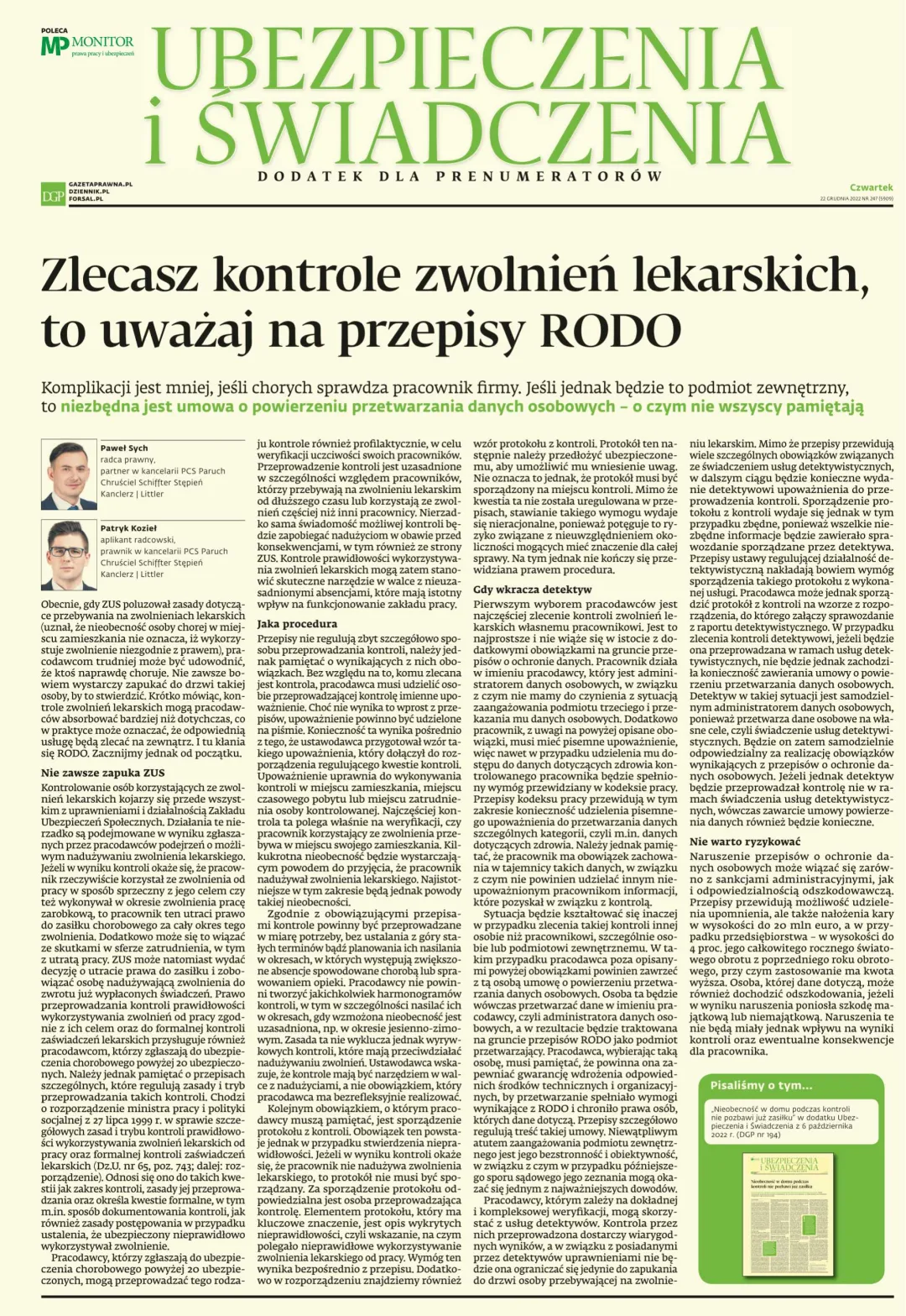 UBEZPIECZENIA I ŚWIADCZENIA