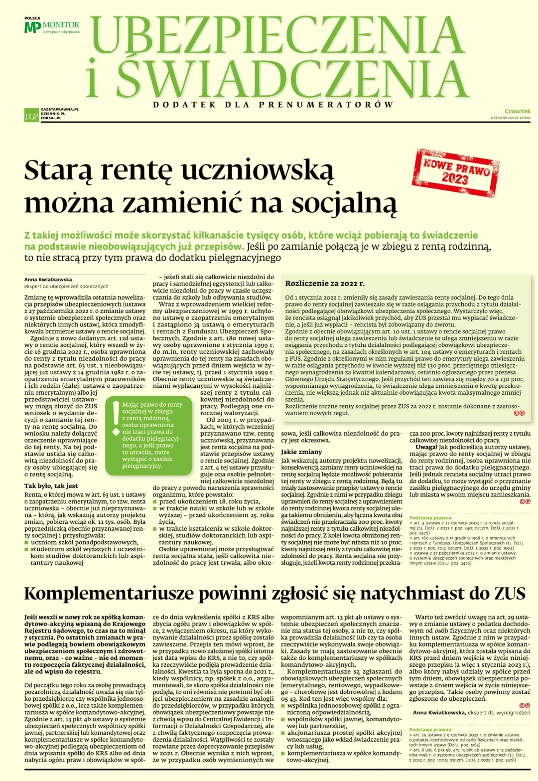 UBEZPIECZENIA I ŚWIADCZENIA