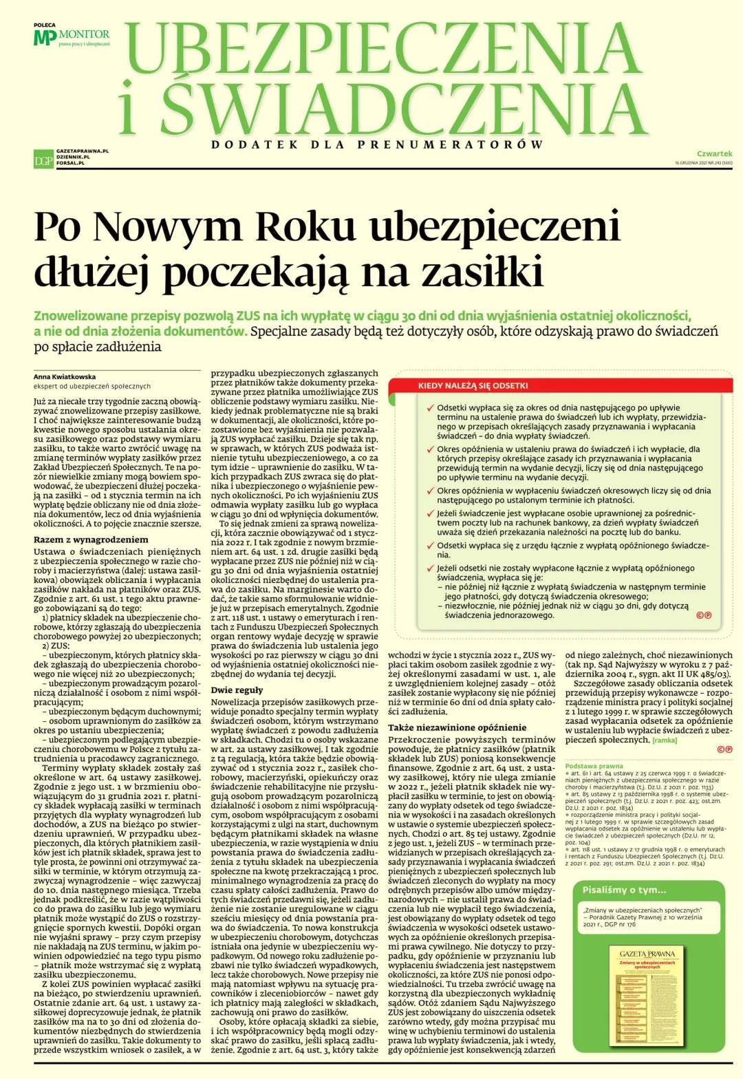 UBEZPIECZENIA I ŚWIADCZENIA