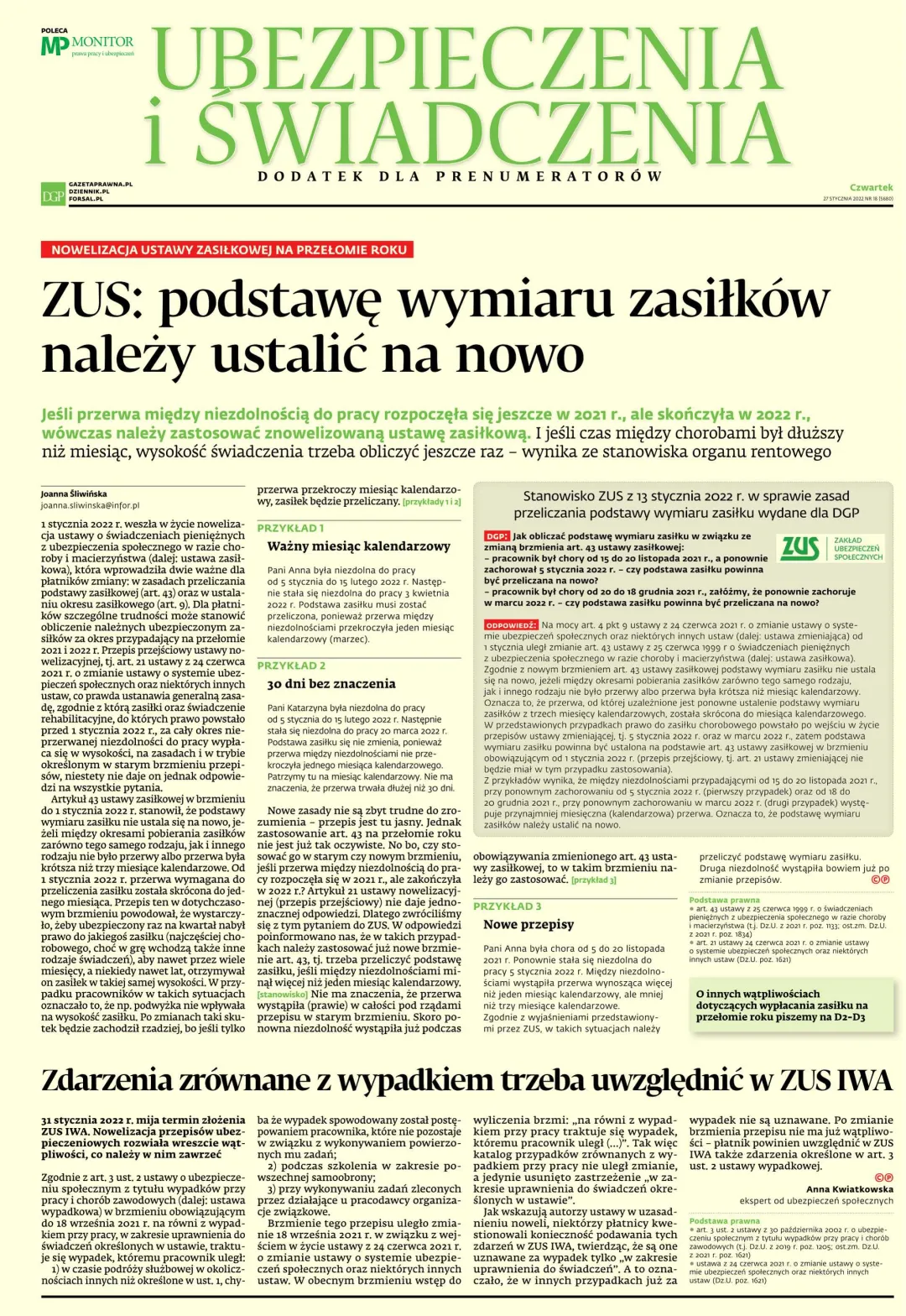 UBEZPIECZENIA I ŚWIADCZENIA