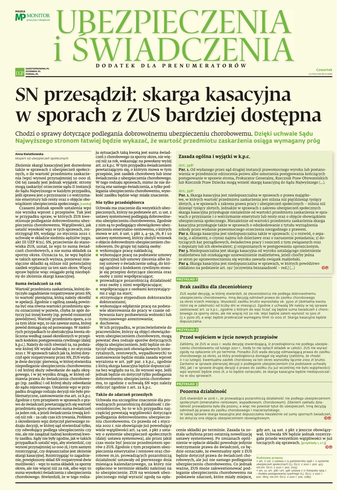 UBEZPIECZENIA I ŚWIADCZENIA