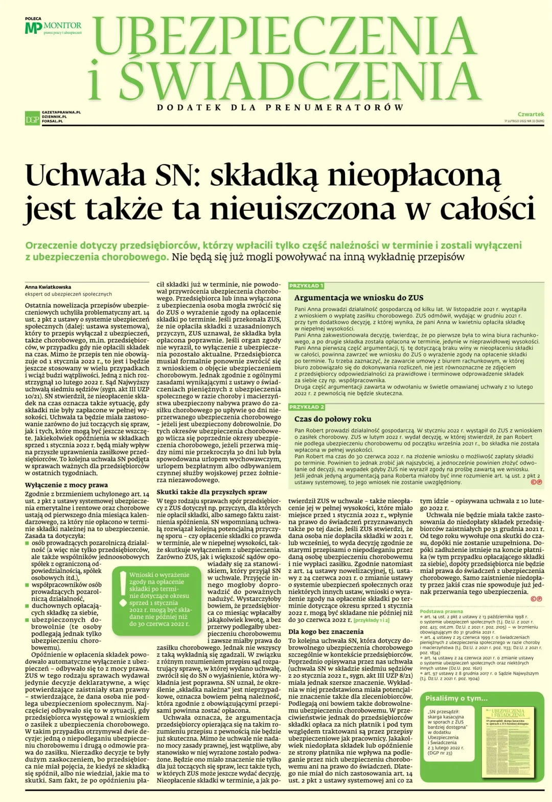 UBEZPIECZENIA I ŚWIADCZENIA