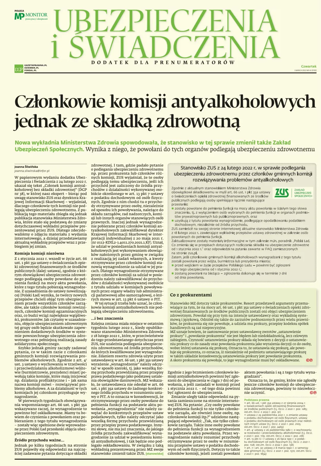 UBEZPIECZENIA I ŚWIADCZENIA