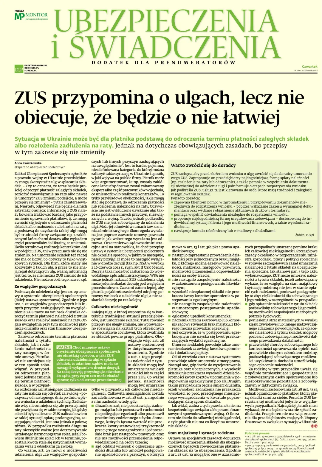 UBEZPIECZENIA I ŚWIADCZENIA