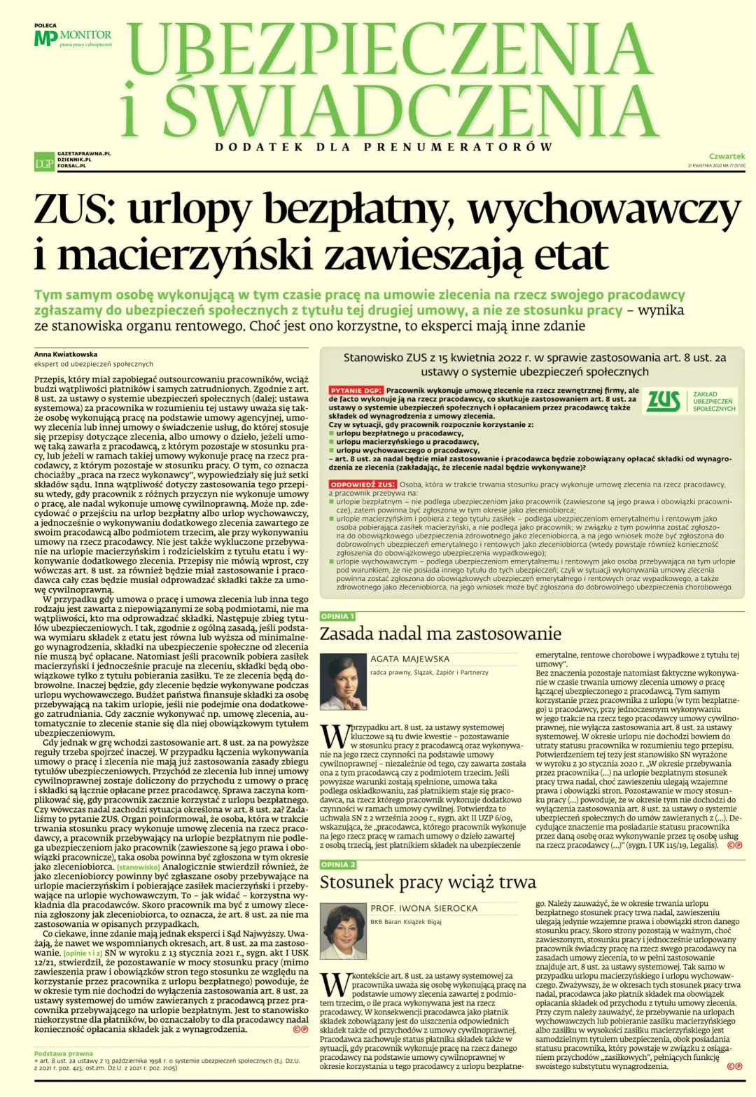 UBEZPIECZENIA I ŚWIADCZENIA