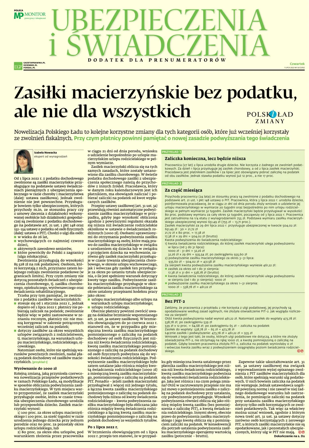 UBEZPIECZENIA I ŚWIADCZENIA