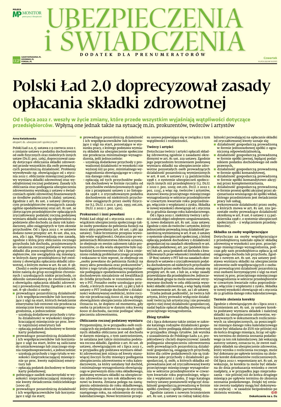 UBEZPIECZENIA I ŚWIADCZENIA