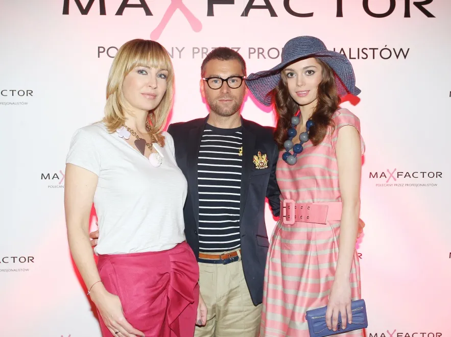 Paulina Papierska, Anna Plusiecka i Wojciech Rostowski - makijażysta Max Factor na premierze nowego produktu marki: flamastra do ust LIPFINITY LIP TINT