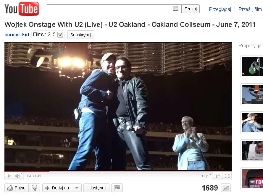 Wojtek Generalczyk z Bono na scenie