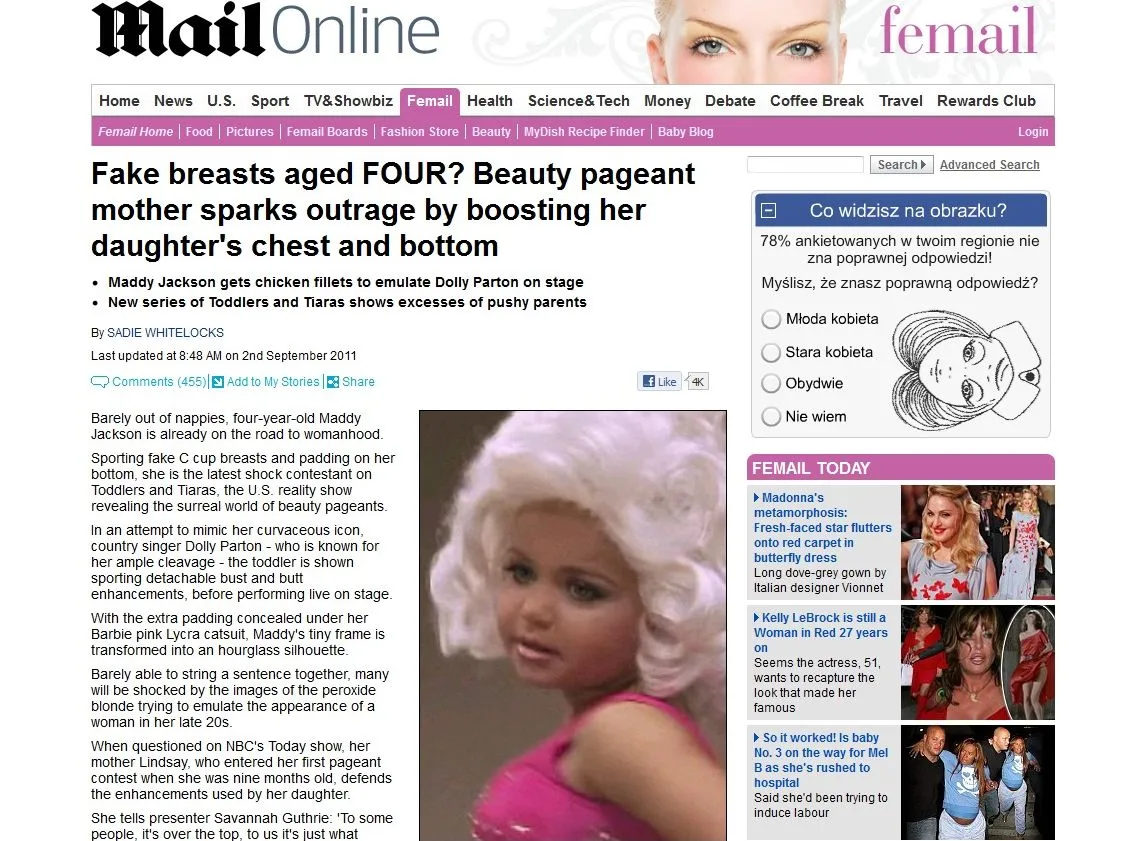 4-latka z wypchanym biustem i pośladkami