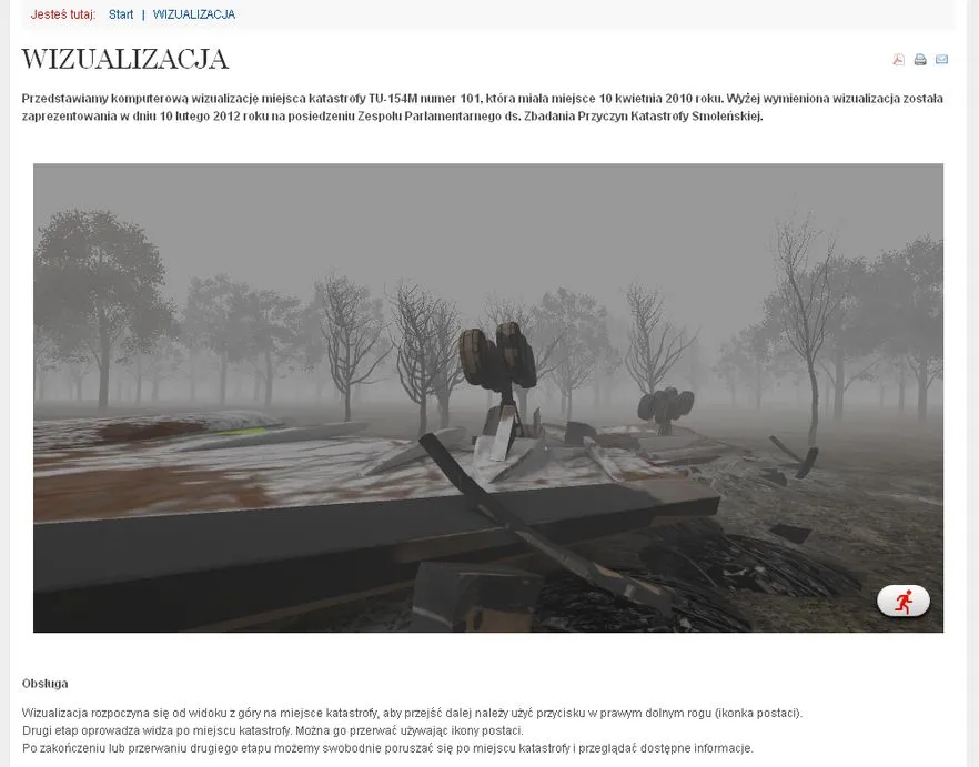 Fragment wirtualnej rekonstrukcji miejsca katastrofy smoleńskiej
