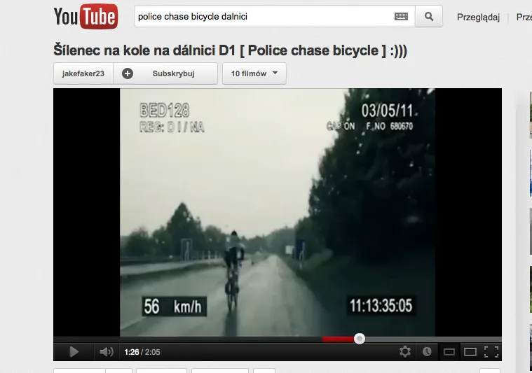 Pościg za rowerzystą w Czechach