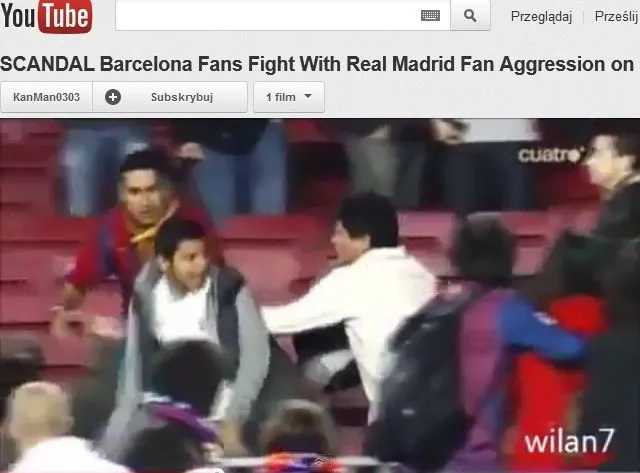Kibice Barcelony pobili na Camp Nou fana Realu. Wideo