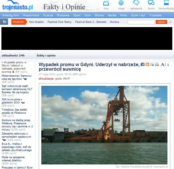 Wypadek promu do Szwecji w Gdyni